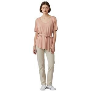 J. Crew Short Sleeve Scoop Neck Side Tie Tee Dusty Pink Size S